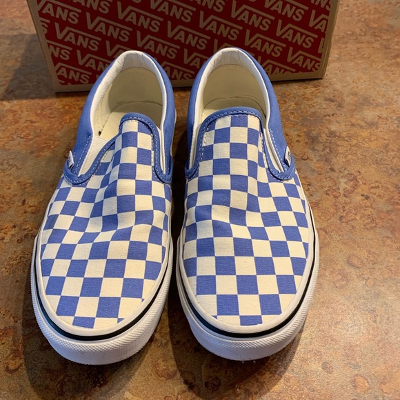 Vans Blue and White Checkered Slip-Ons - Picture 1 of 5